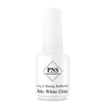 Long &amp; Strong Rubberbase Baby White Glitter 15ml