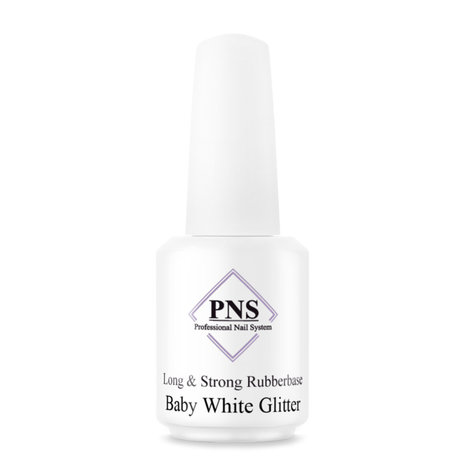 Long & Strong Rubberbase Baby White Glitter 15ml